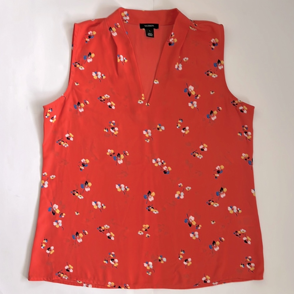 Halogen 100% Polyester Floral V-Neck Sleeveless Top, Tank